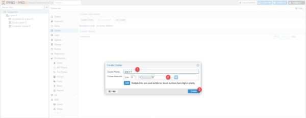 Create Cluster in Proxmox